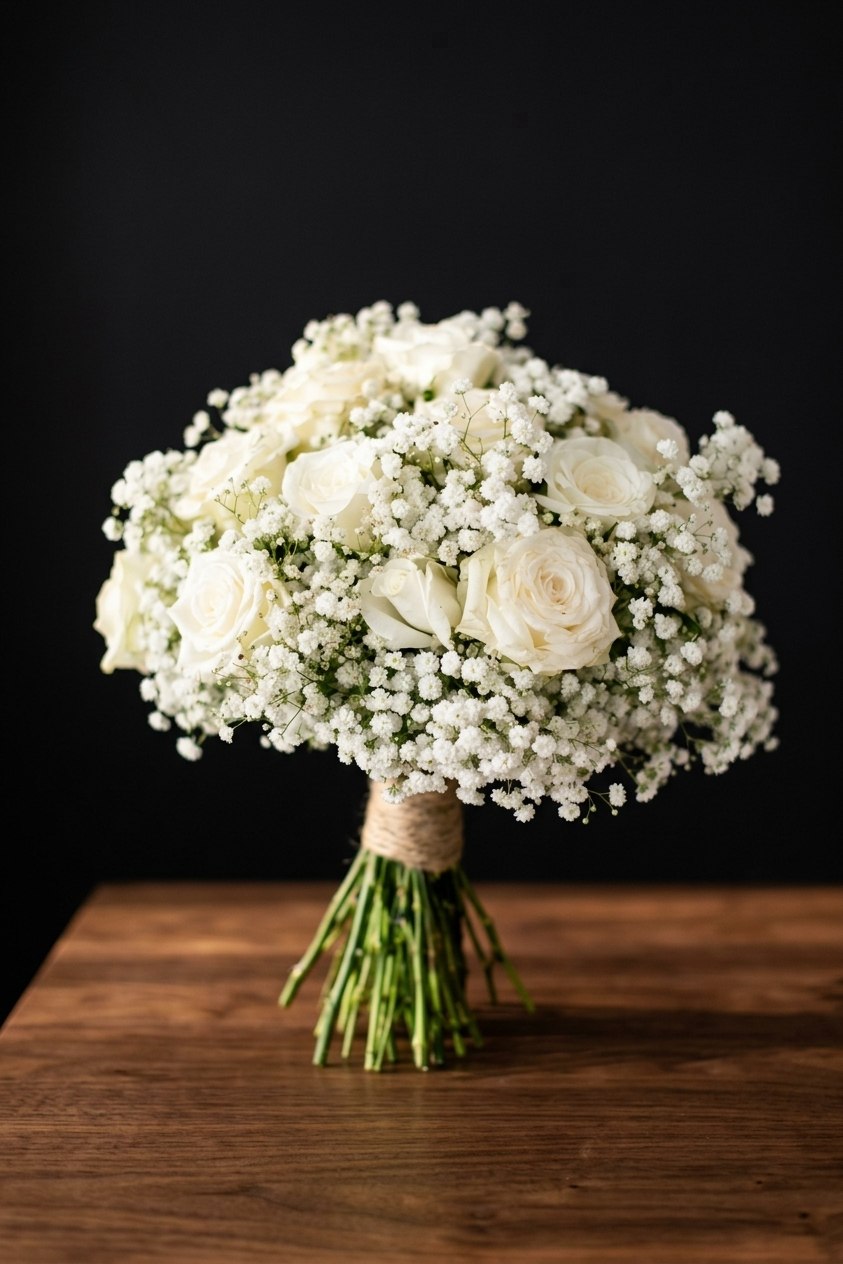 Cloud of White Bridal Bouquet — bridal floral design