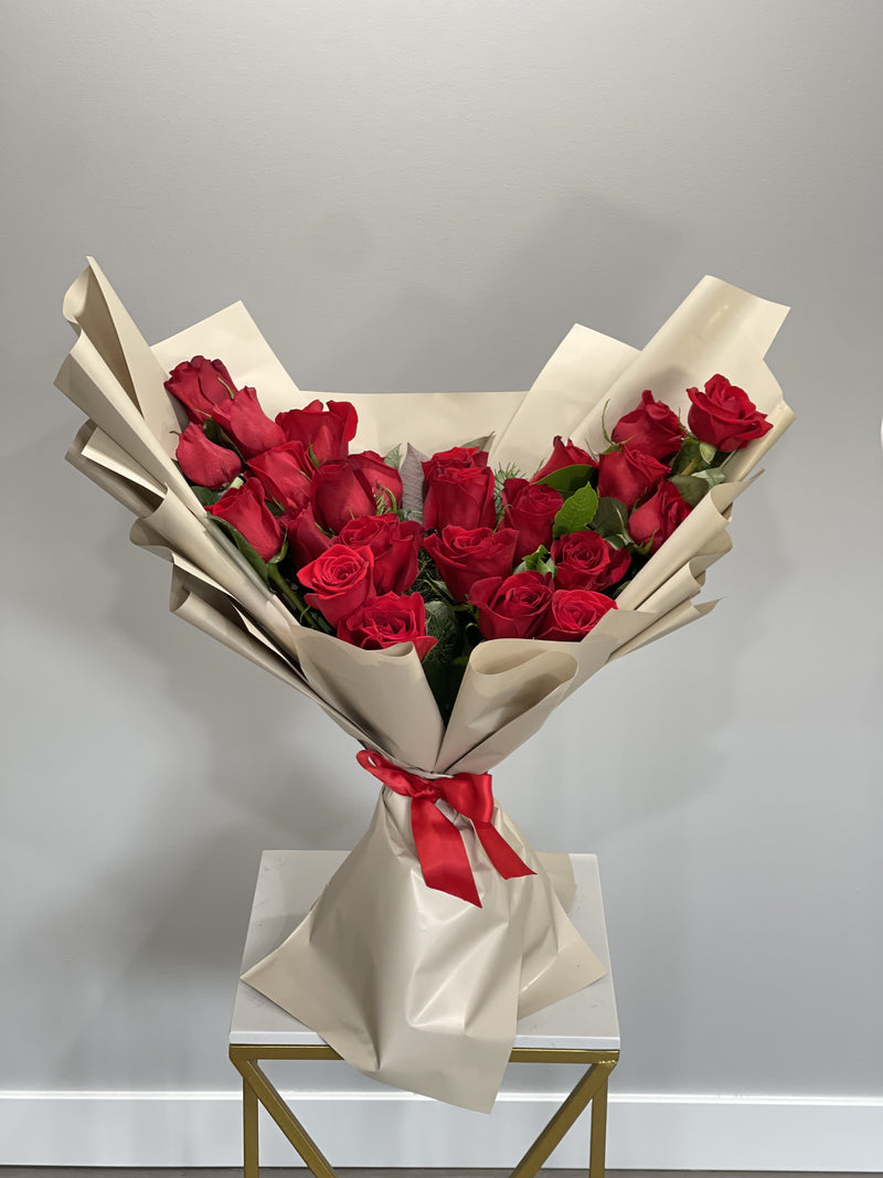 Classic Crimson — handcrafted flower bouquet