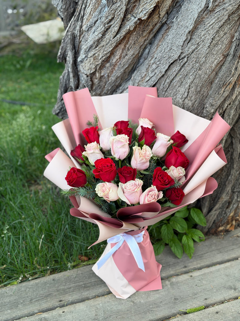Rose Duet — handcrafted flower bouquet