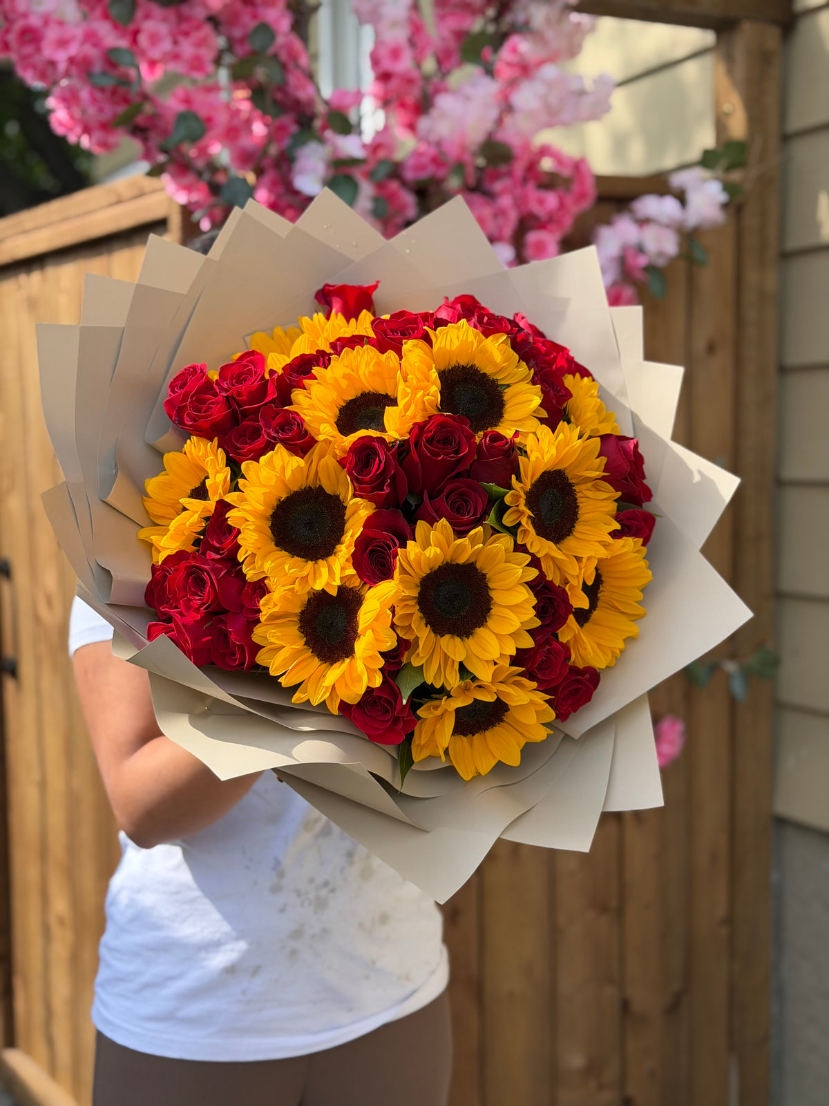 Sunflowers & Roses — handcrafted flower bouquet