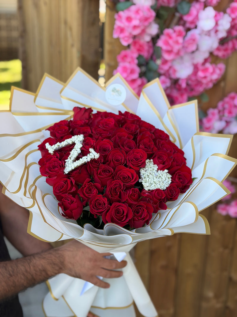 An Initial in Roses — handcrafted flower bouquet