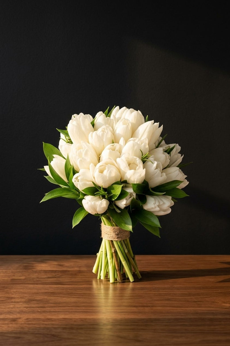 White Tulip Bridal Bouquet — bridal floral design