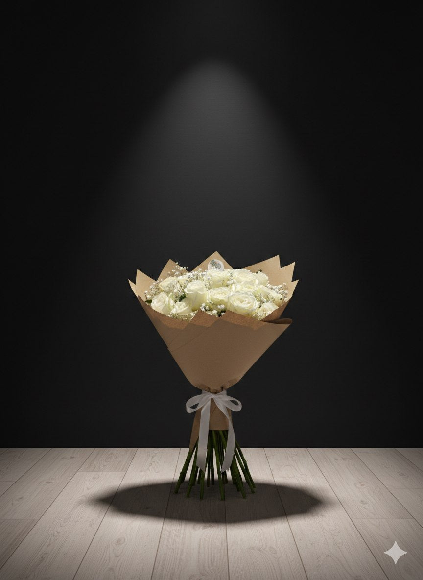 Ivory Rose Wrap — handcrafted flower bouquet