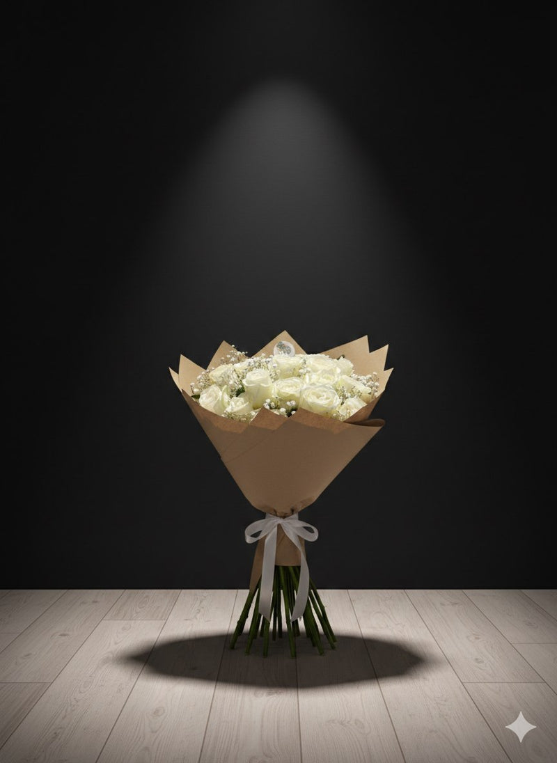 Ivory Rose Wrap — handcrafted flower bouquet