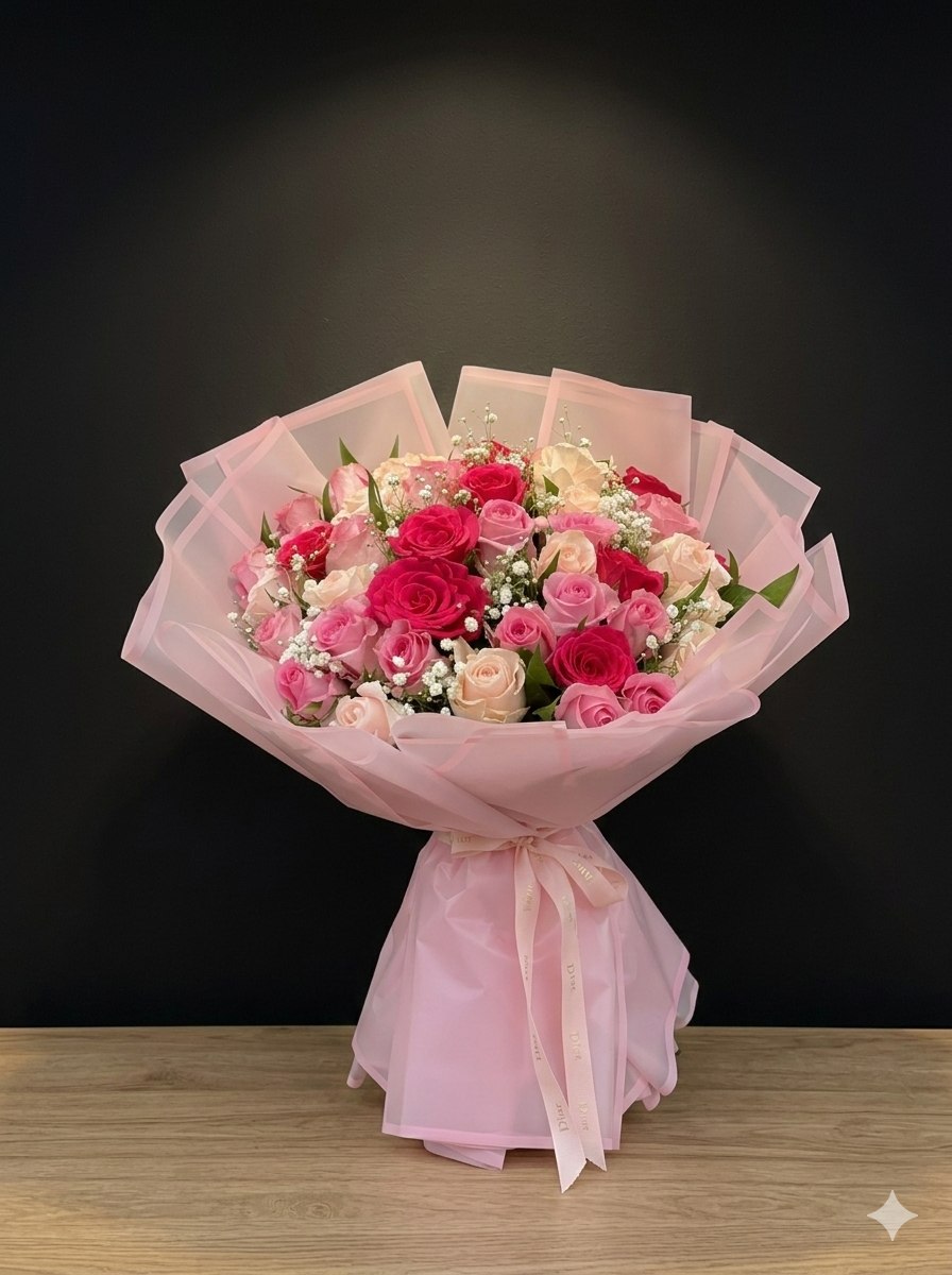 Blushing Garden — handcrafted flower bouquet