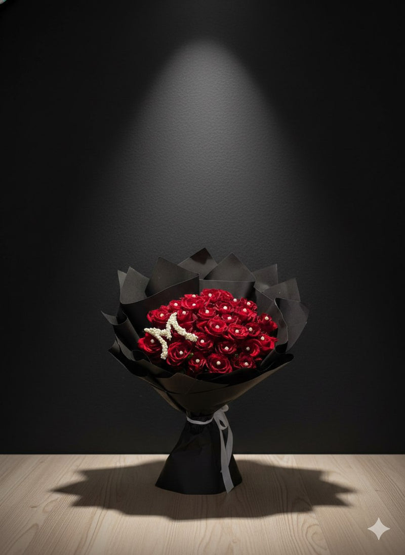 Crimson Rose Heart — handcrafted flower bouquet