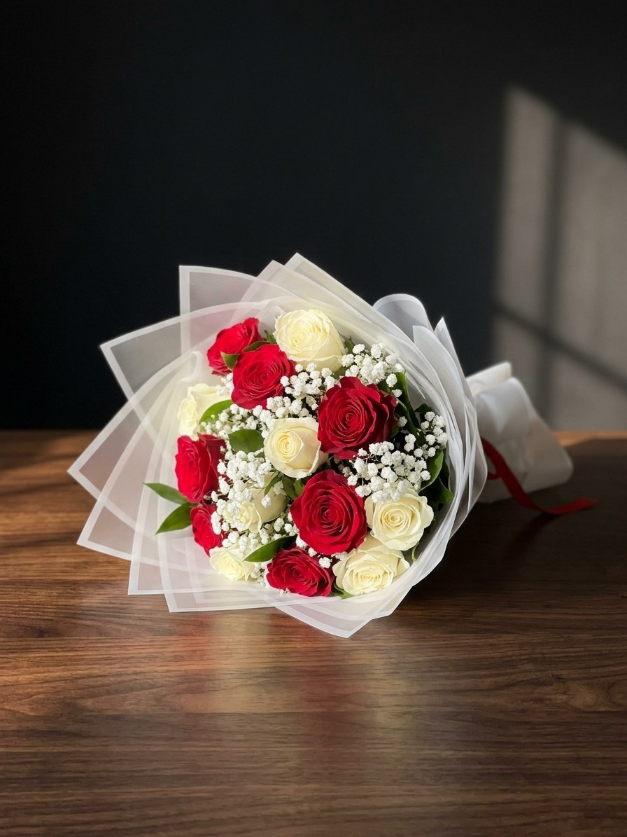 Rose Duet — handcrafted flower bouquet