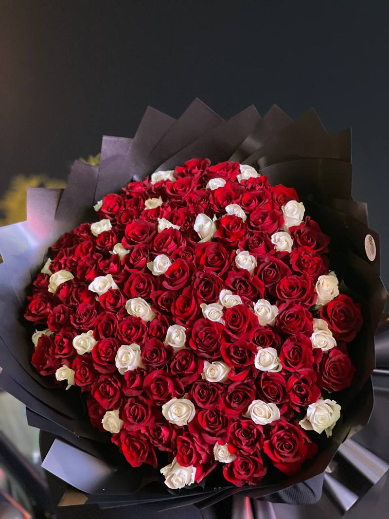Ruby & Ivory Rose Bouquet — statement rose design