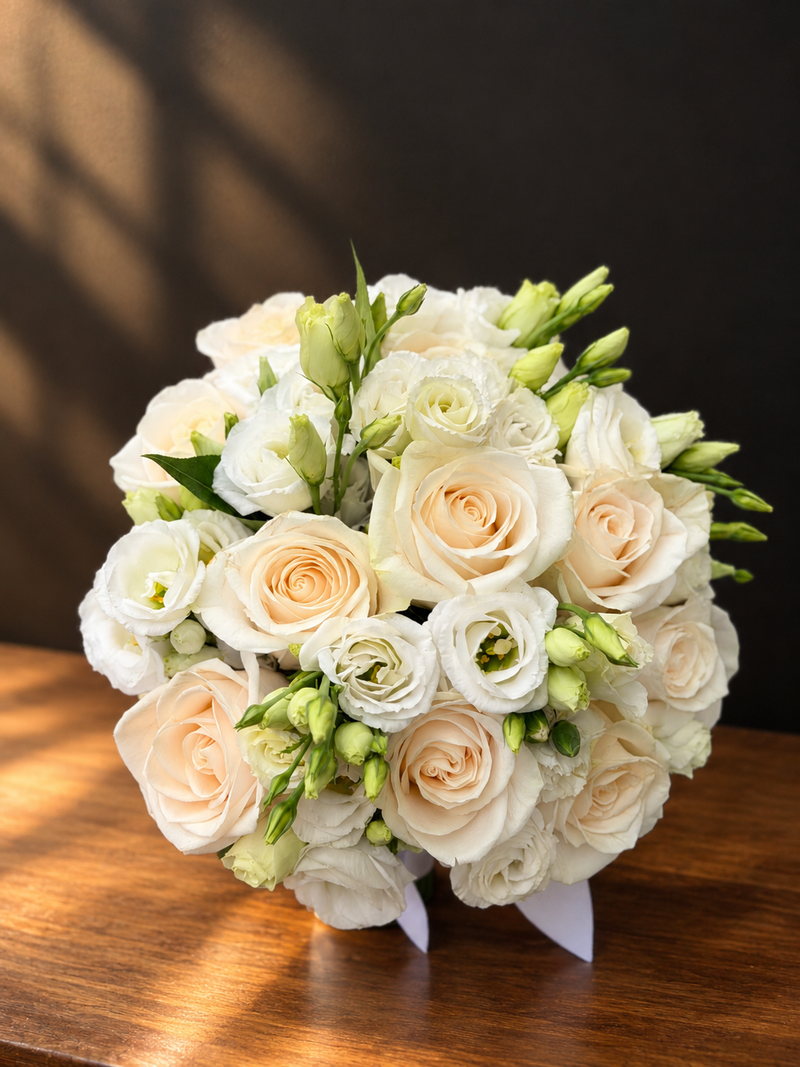 Elegant Cream Rose Bridal Bouquet