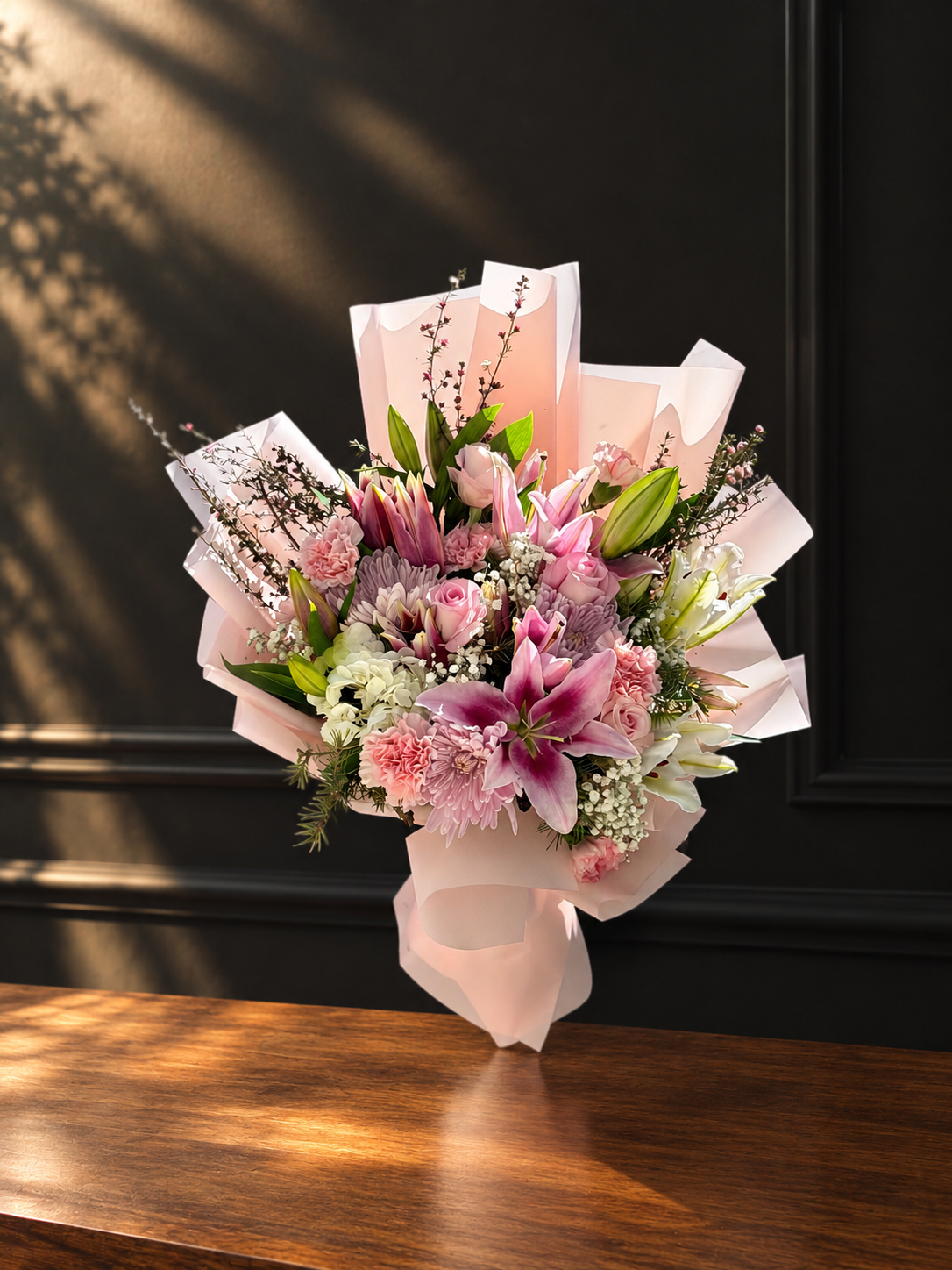 Pinkish Medley Bouquet - Green Touch Flowers Calgary
